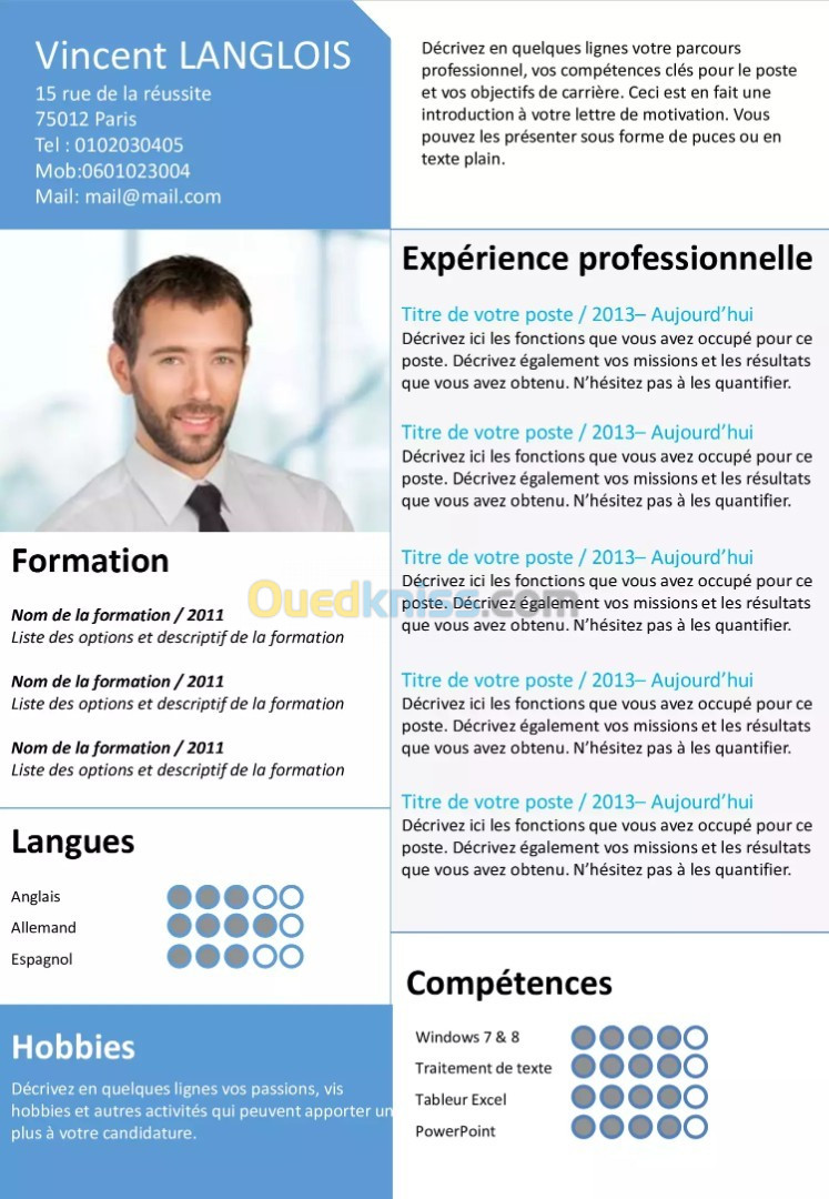 Création de CV Professionnel, Moderne et Agréable - 2 Langues (FRANCAIS, ANGLAIS)