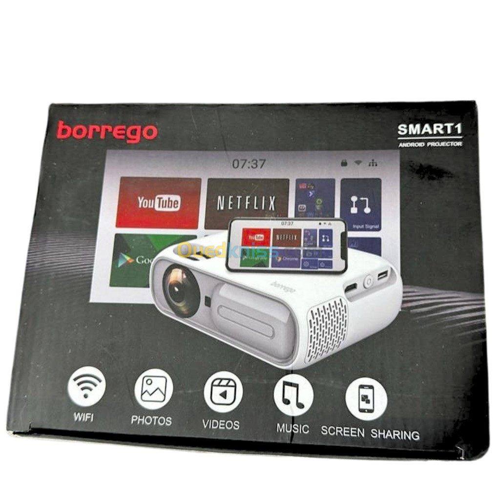 Borrego datashow Projector Smart 1 Android 9.0 Bluetooth Projection technology 3.5inch 