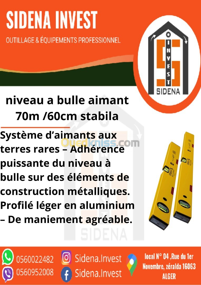 stabila niveau a bulle aimante 70 m/80cm /60cm 