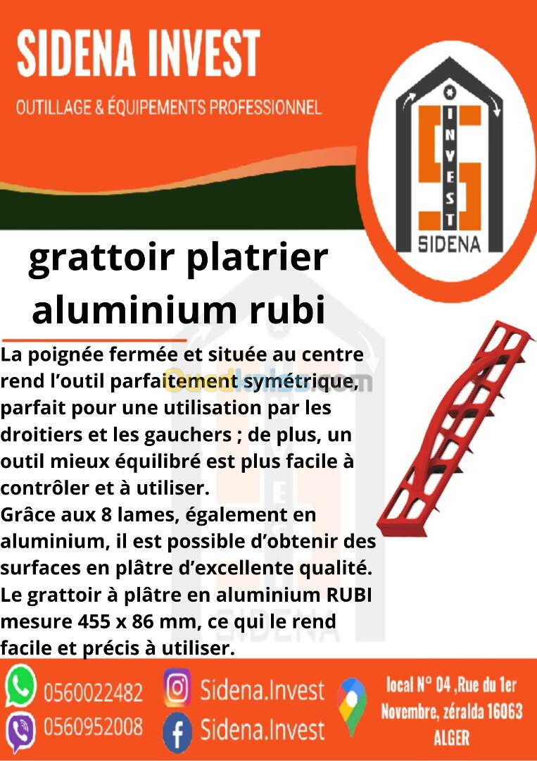 GRATTOIRE PLATRIER ALUMINIUM RUBI