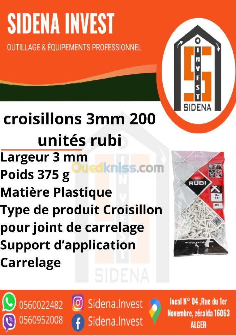 croisillons 3mm 200 unites RUBI 