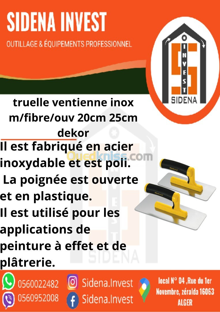 Truelle Venitienne Inox M/Fibre/Ouv 20 Cm  DEKOR