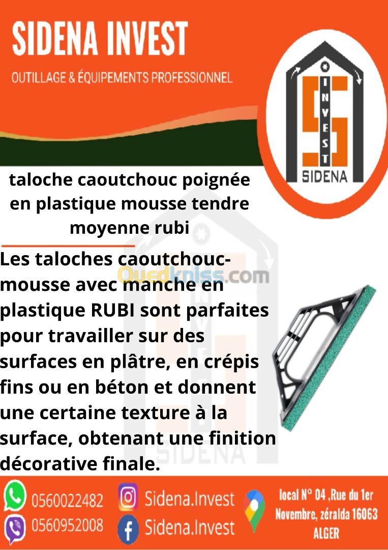  taloche caoutchouc poignée en plastique mousse tendre moyenne cel RUBI 