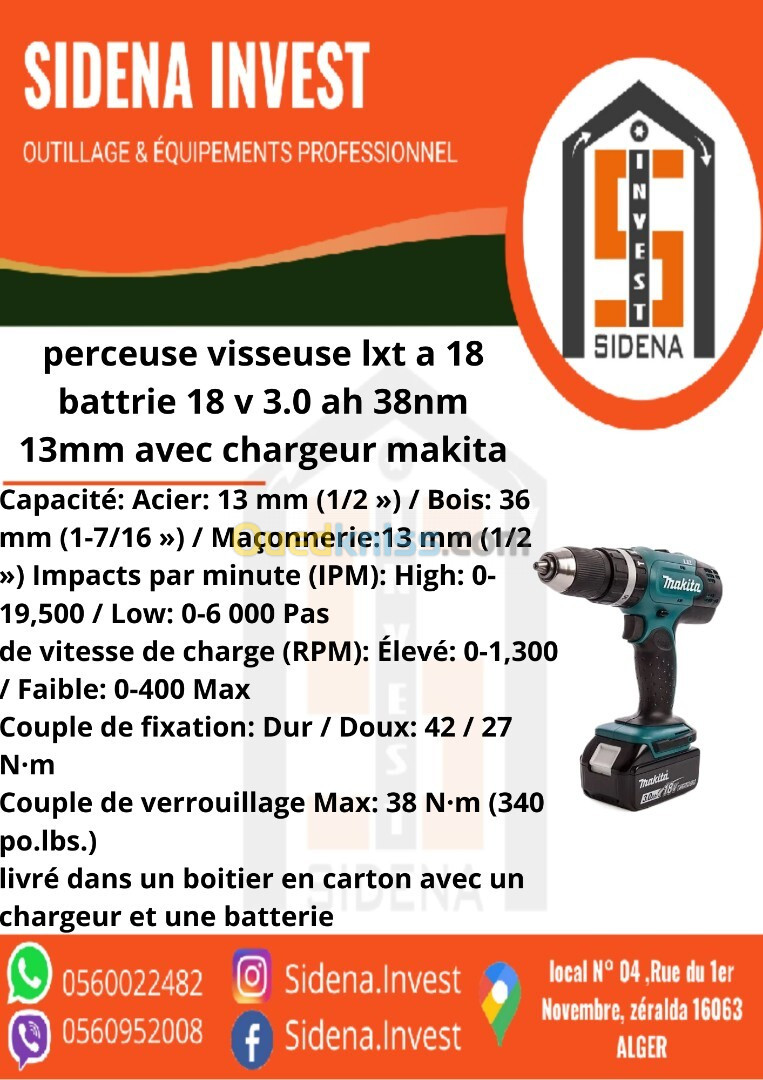  perceuse visseuse lxt a 18 v 3.0 ah 38 nm 13 mm avec cha  makita