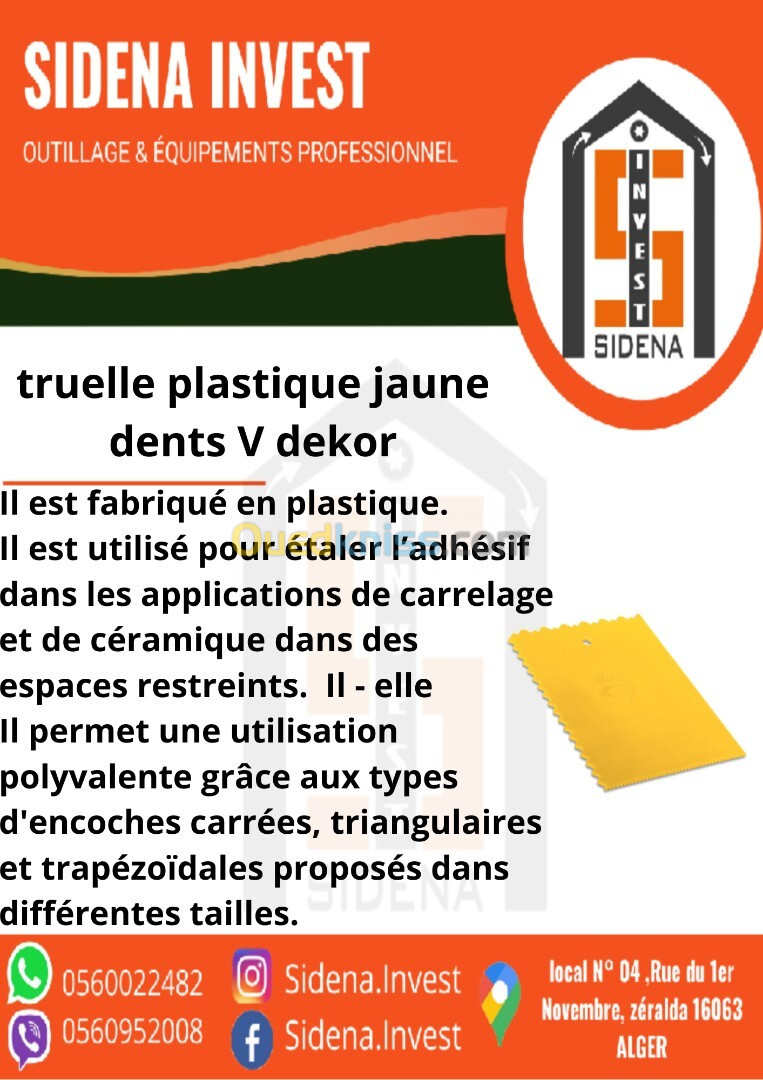 Truelle Plastique Jaune Dents V DEKOR