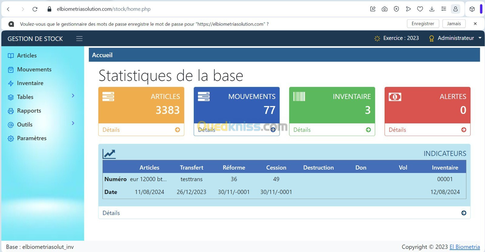 gestion et inventaire de stock