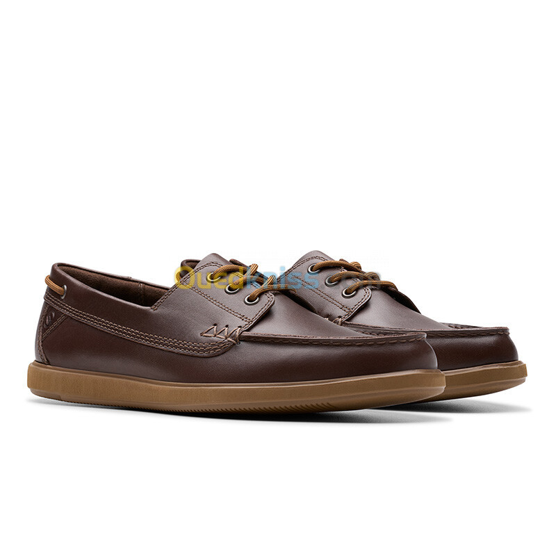 CLARKS Bratton Boat Dark Brown Lea