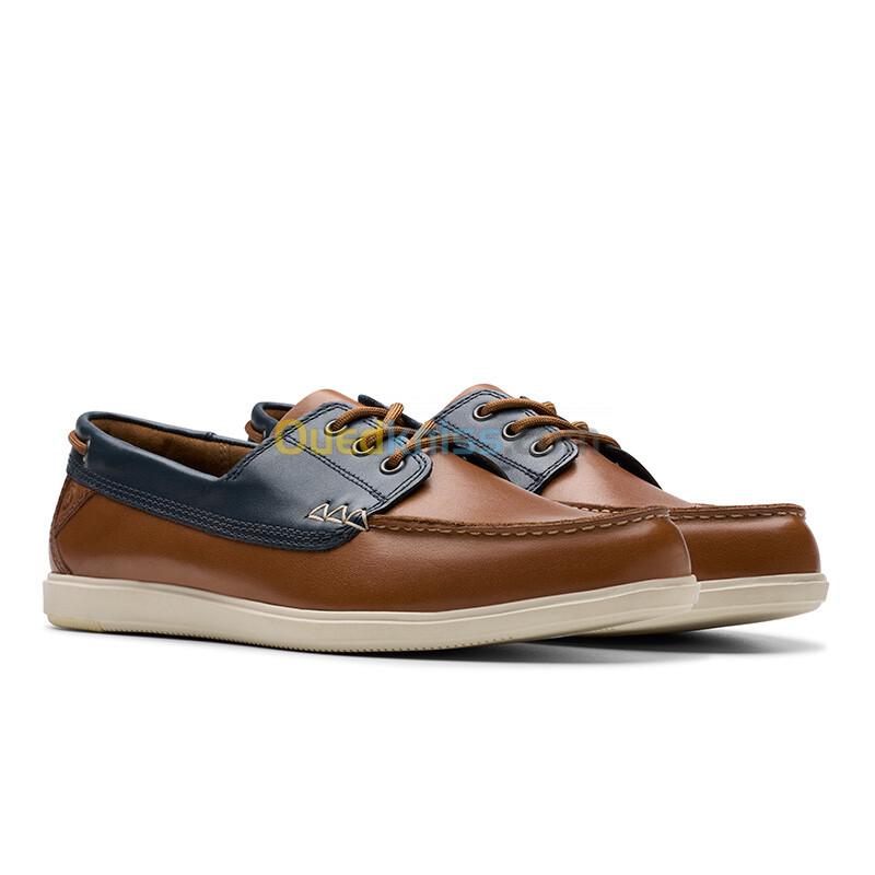 CLARKS Bratton Boat Dark Tan Combi