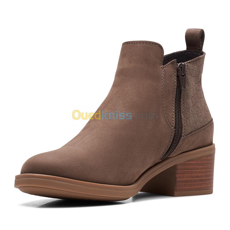 CLARKS Memi Zip Taupe Nubuck