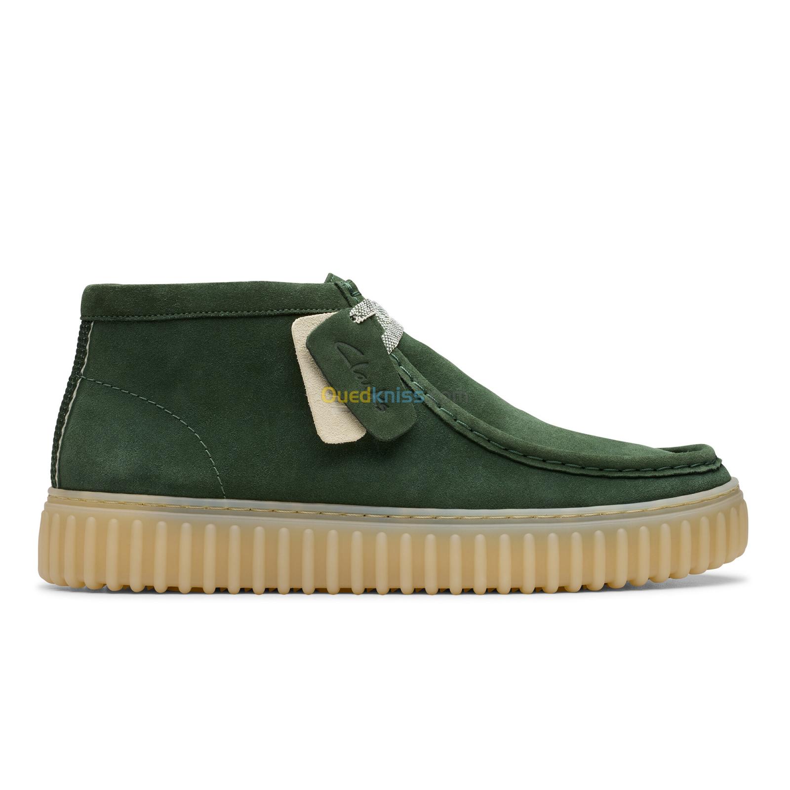 CLARKS Torhill Hi Dark Green Suede