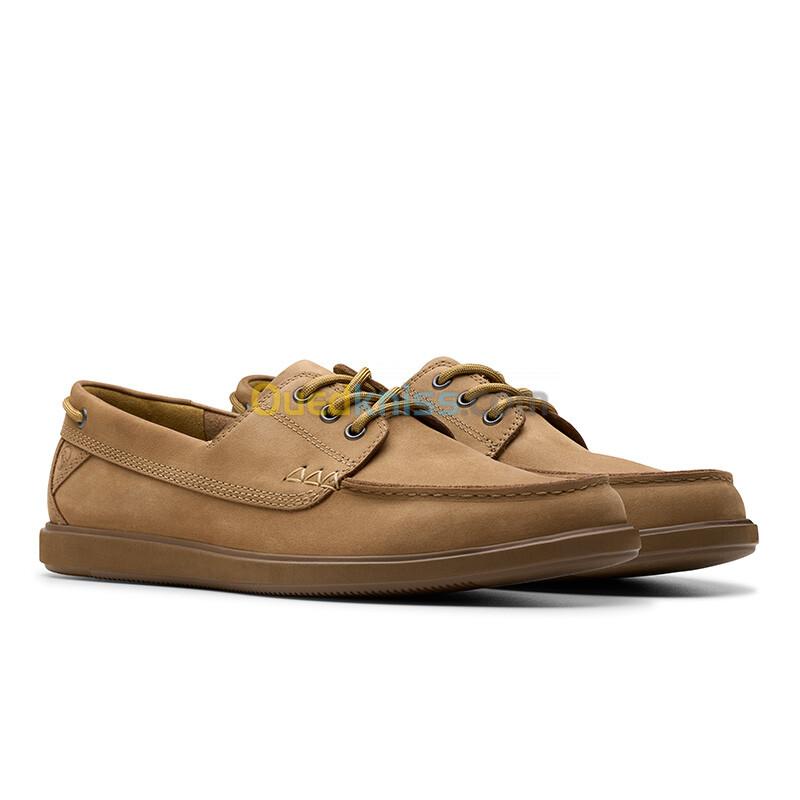 CLARKS Bratton Boat Dark Sand Nubuck