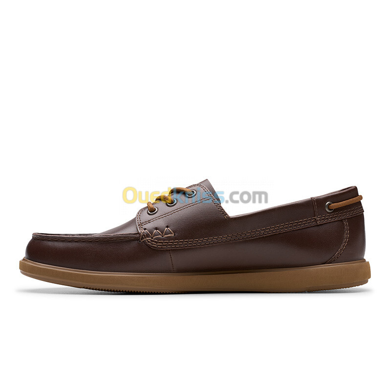 CLARKS Bratton Boat Dark Brown Lea