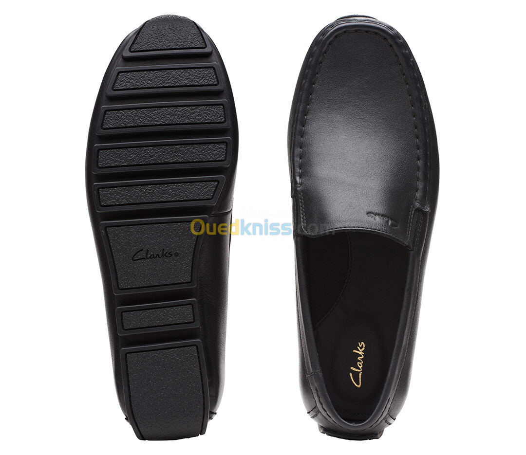 CLARKS Oswick Plain Black Leather