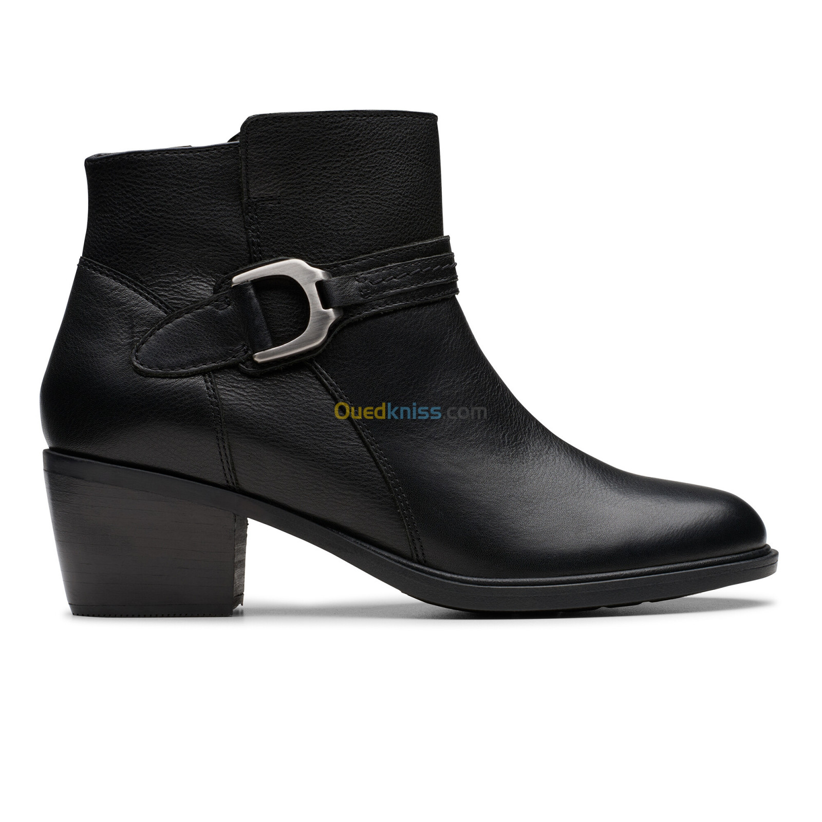 CLARKS Neva Buckle Black Leather