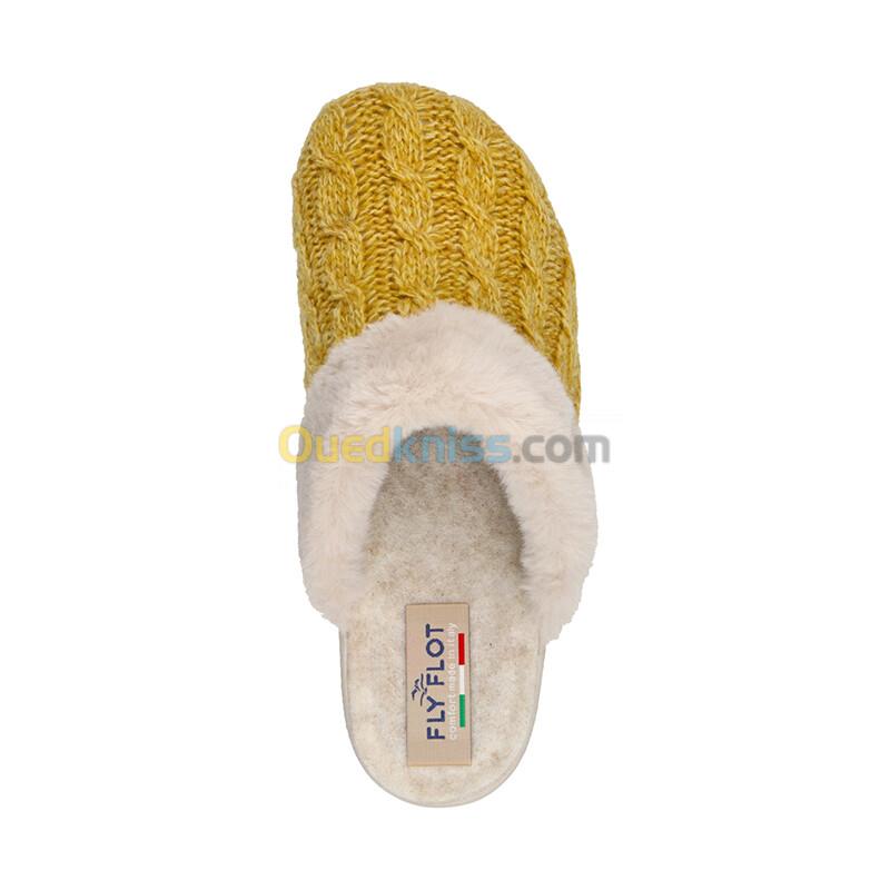 FLY FLOT Cloth Woman Slipper Black Yellow