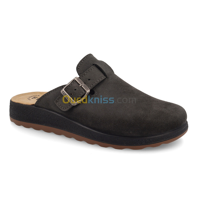 FLY FLOT Leather Man Slipper Anthracite