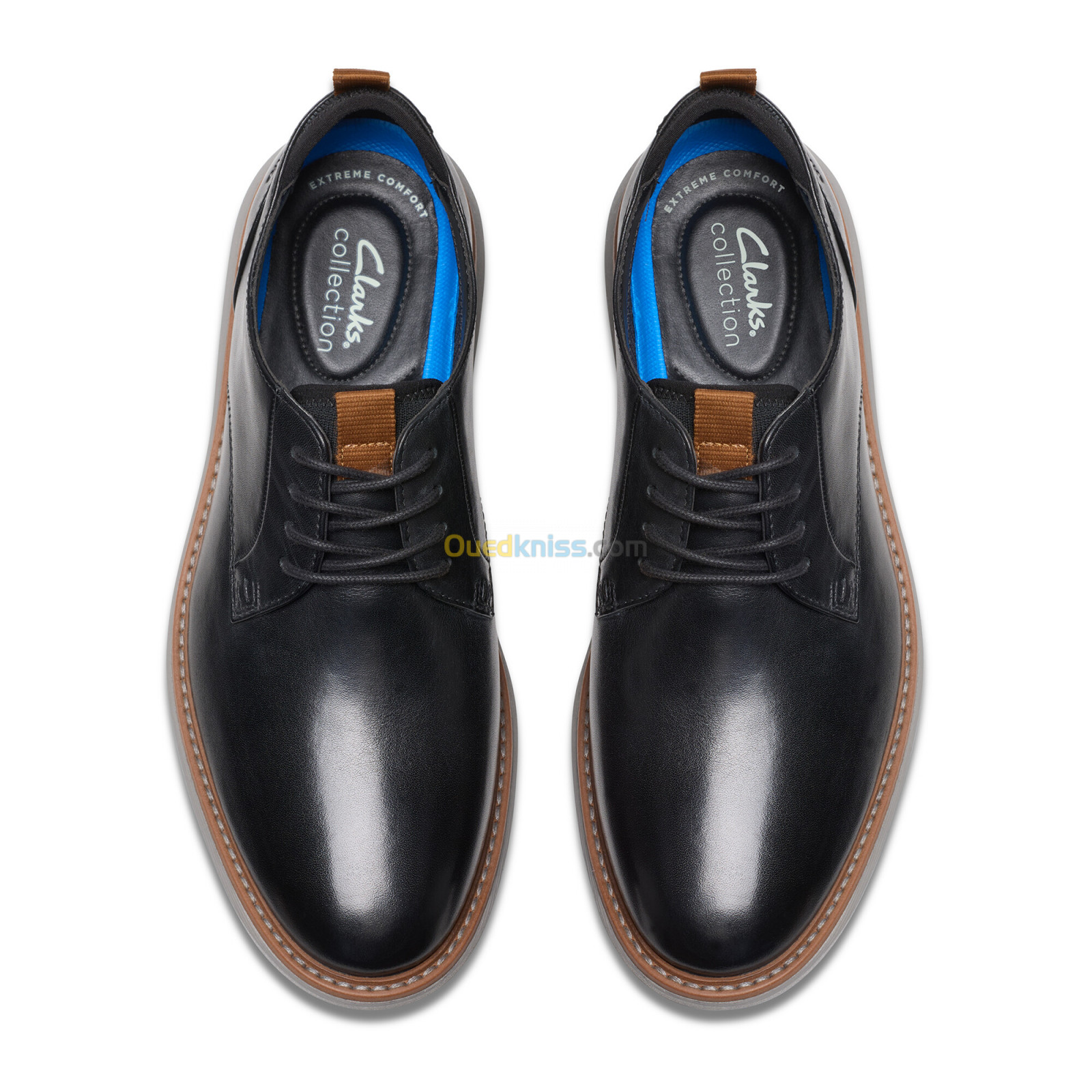 CLARKS Brantin Plain Black Leather