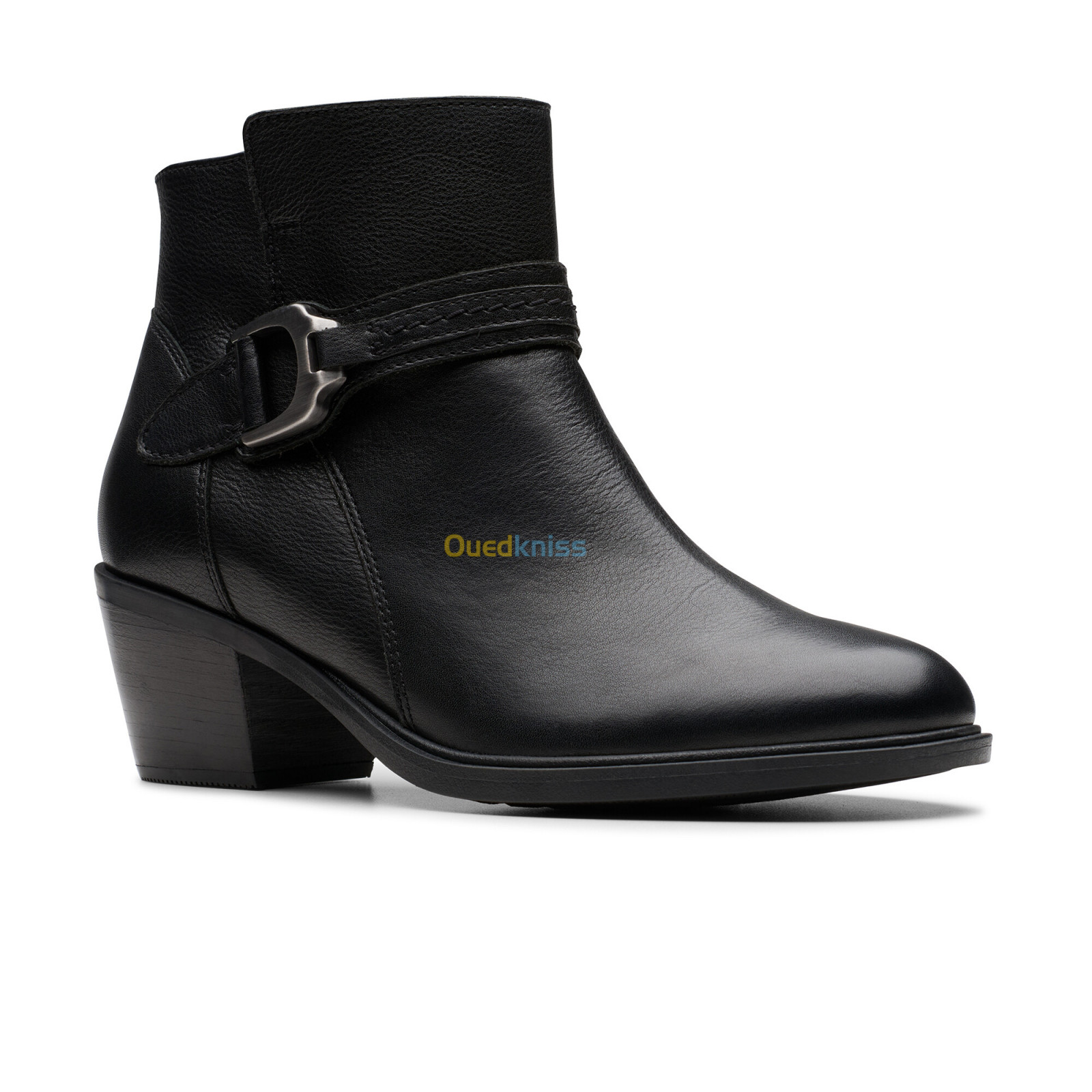 CLARKS Neva Buckle Black Leather