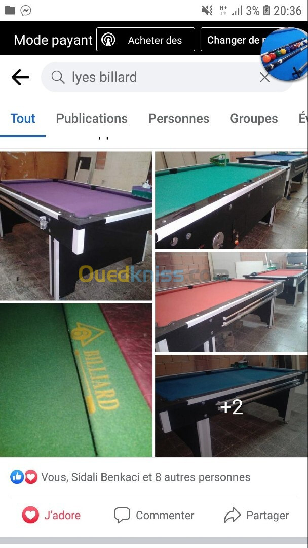 Vente billards 