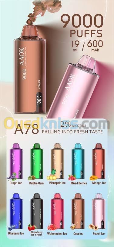 Chicha Caba AAOK A78 DISPOSABLE VAPE 9000 PUFFS prix raisonnable  شيشا كابا بسعر معقول حبات توالا