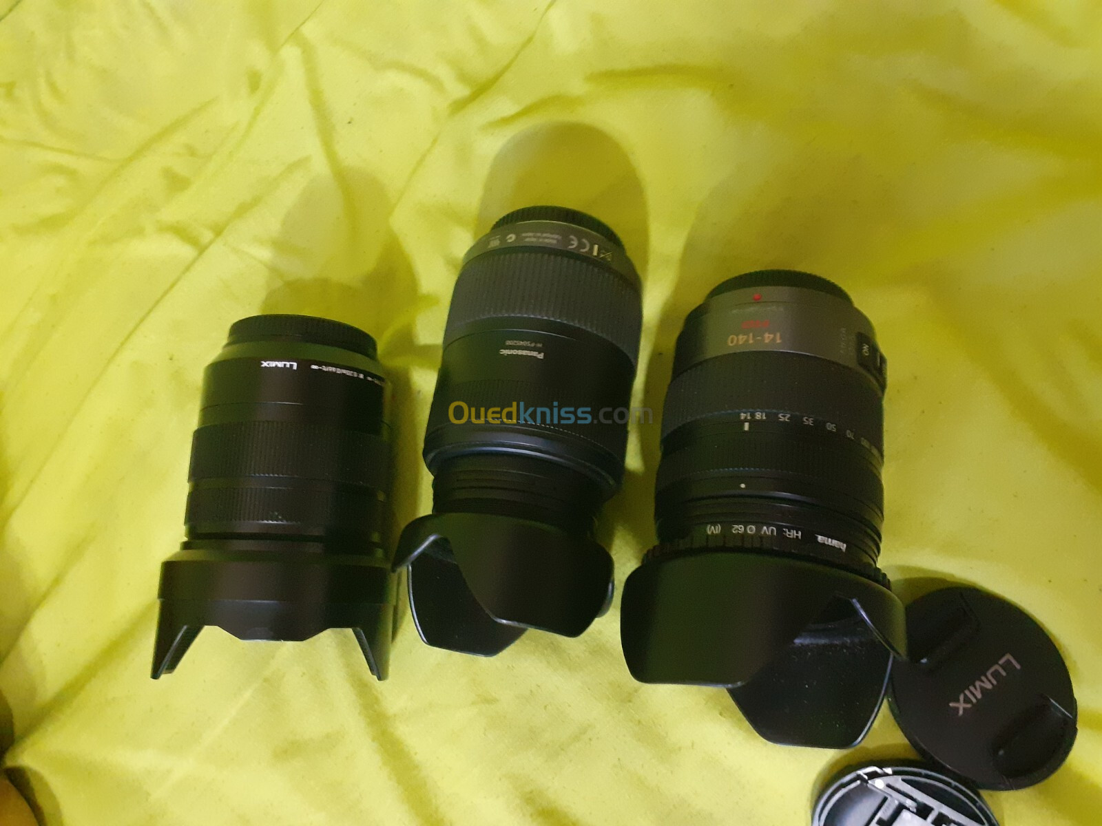 3 Objecifs  : Panasonic 14 140 mm f/3.8 5.8  ; Panasonic 40 200 mm ; leica12 60mm  12 60 mm f /2.8-4