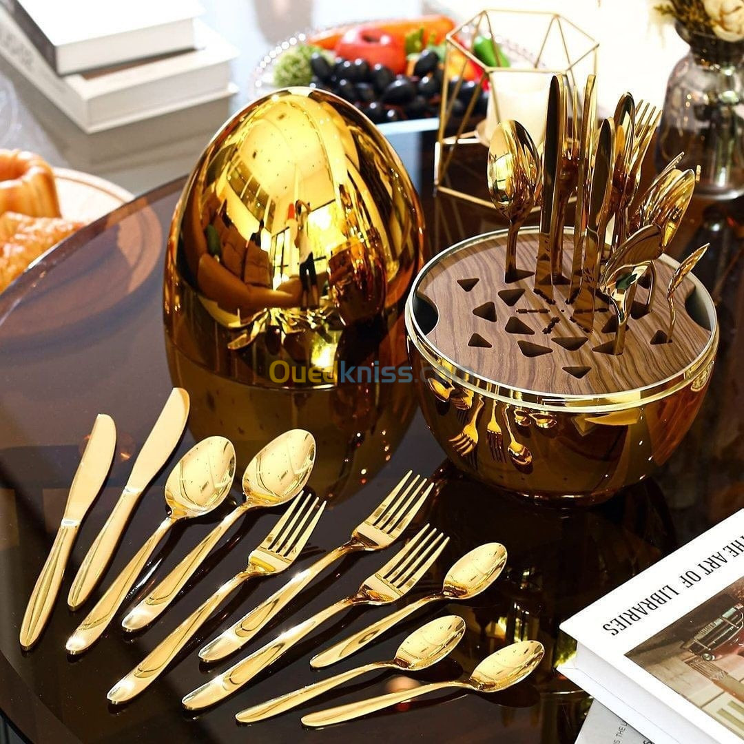 GOLDEN EGG ,Ensemble de couverts , 24 pièces, en acier inoxydable, pour 6 personnes