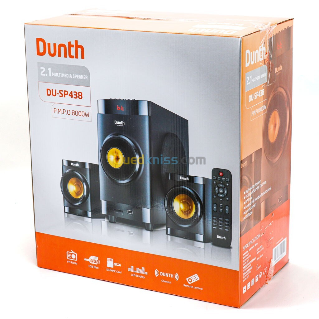 Haut Parleur Multimédia 2.1 BT/AUX/USB/FM radio DUNTH DU-SP438 