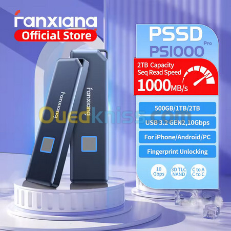 Disk externe Fanxiang PS1000 Pro 10Gbps Fingerprint Type-C NVME 500gb et 1tb