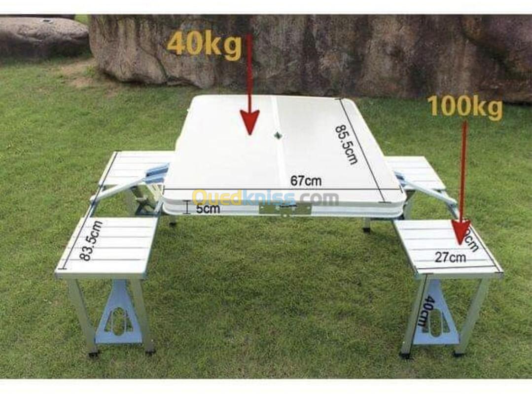 Table camping pliable avec 4 sièges طاولة تخييم