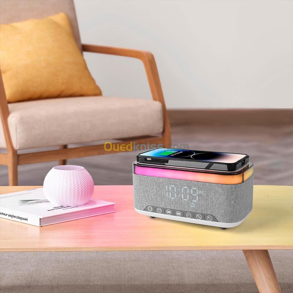  Haut-parleur Bluetooth intelligent, veilleuse créative de bureau, chargeur audio sans fil,