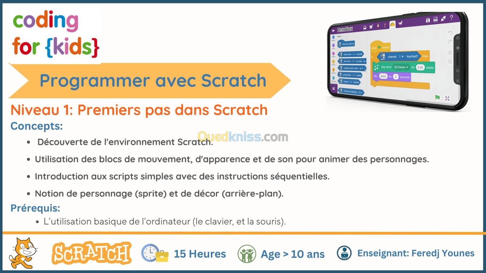 Initiations en informatique et Scratch pour enfants