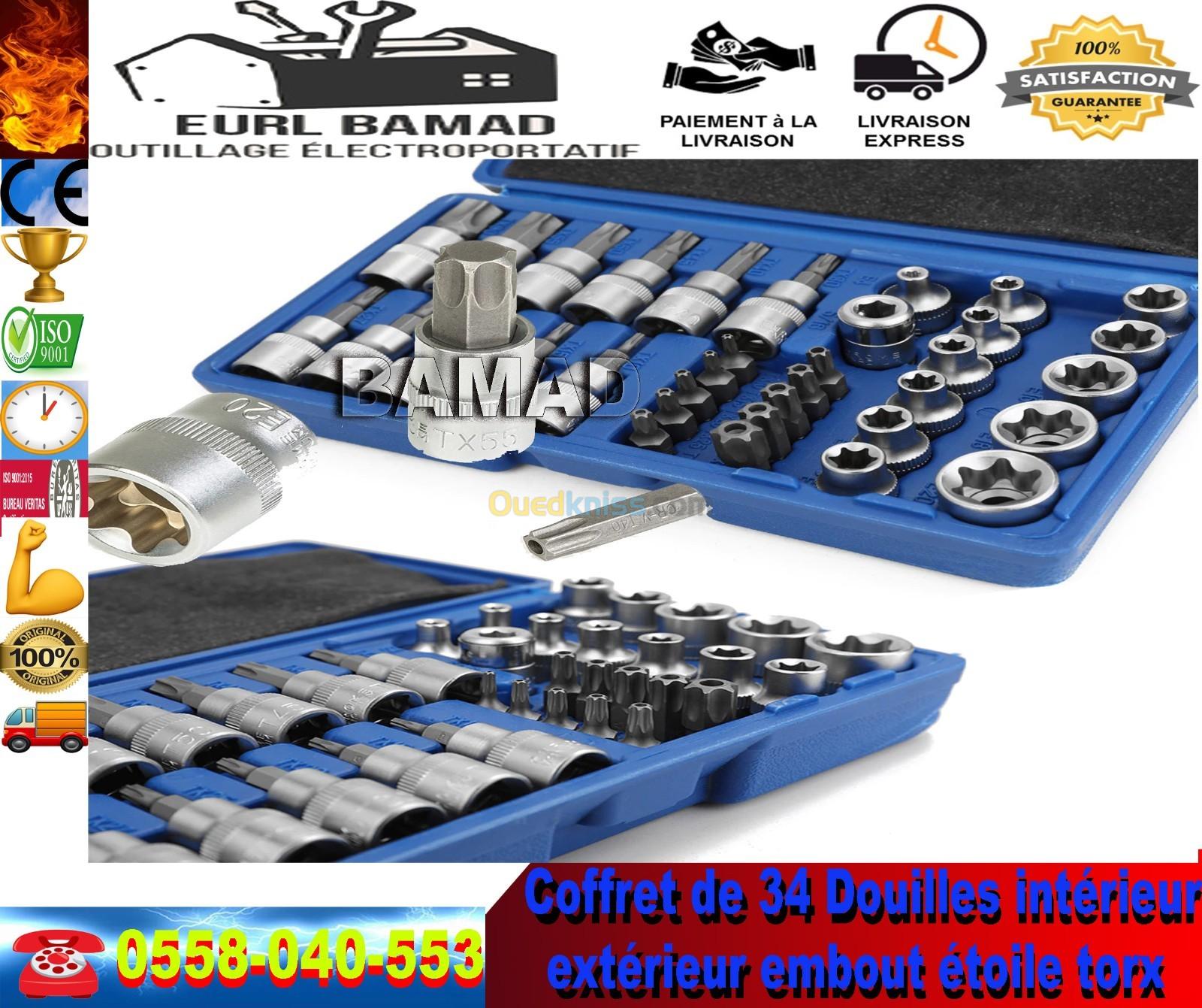 Coffret de 34 douilles clés douille intérieur embout étoile torx