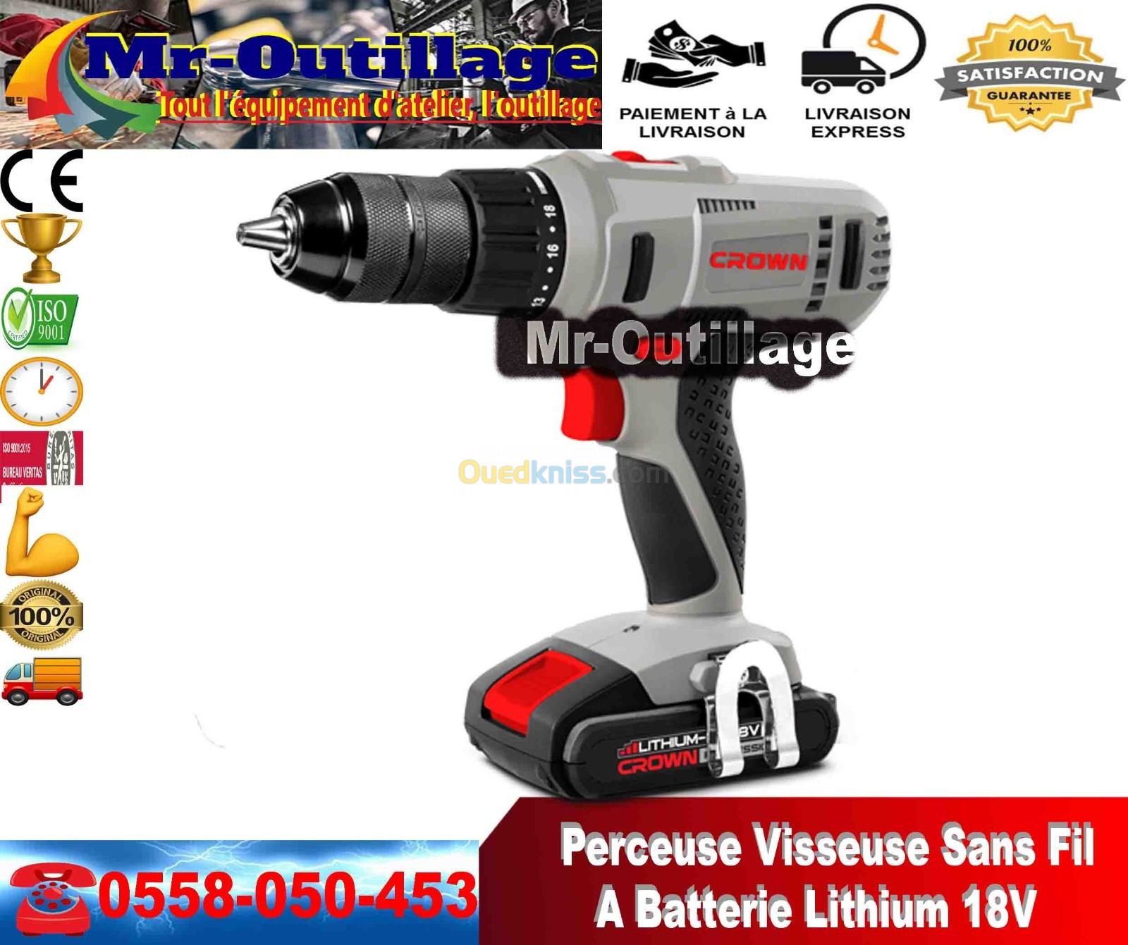 Perceuse-visseuse sans fil 18v crown