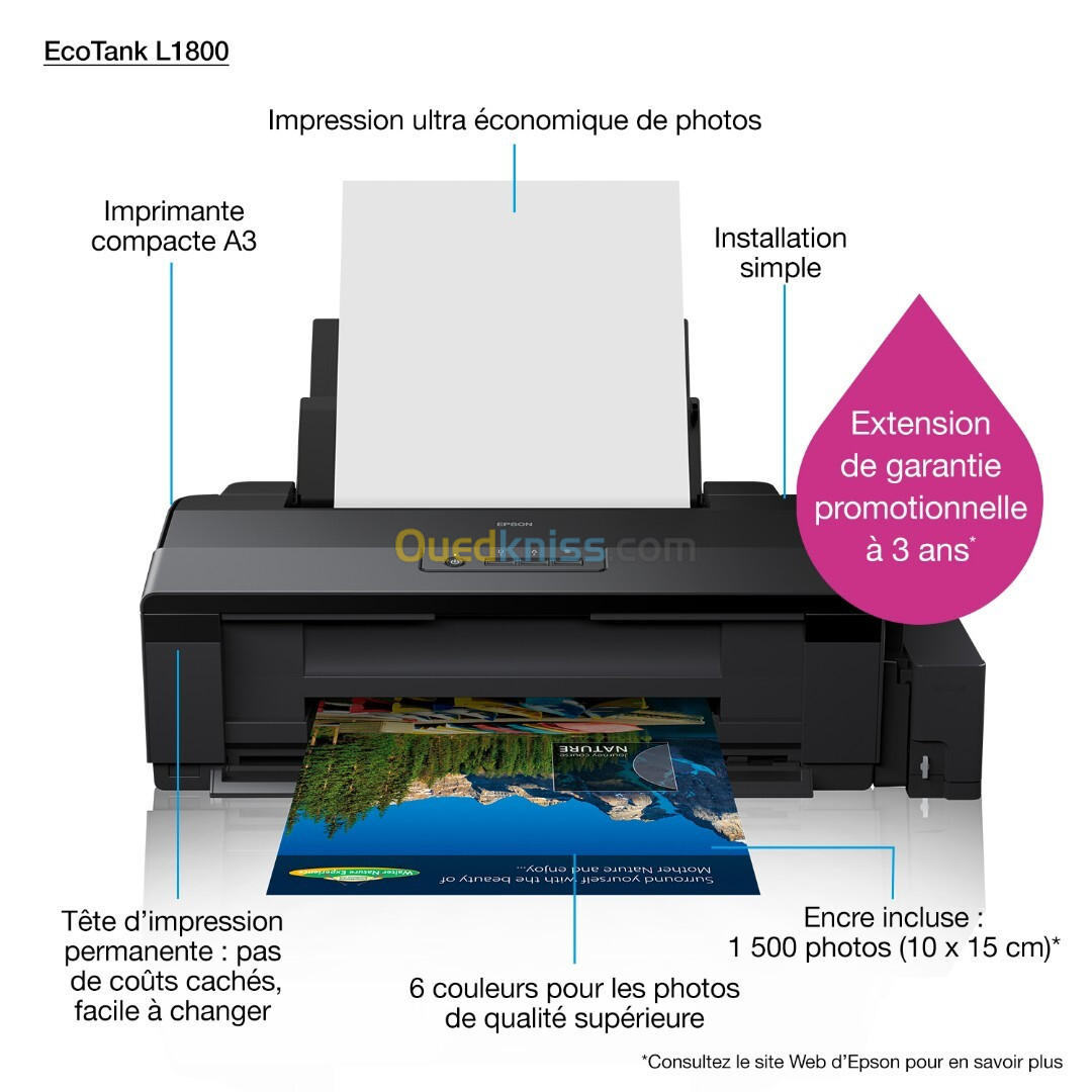 IMPRIMANTE EPSON ECO TANK L1800 A3+ MONO FONCTIONS 36 MOIS DE GARANTIE