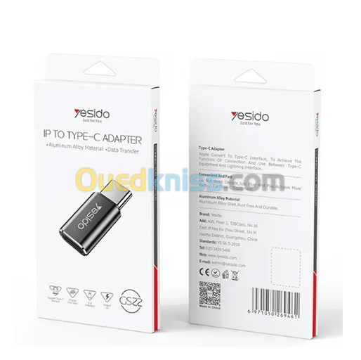 ADAPTATEUR TYPE C TO I PHONE GS22  YESIDO