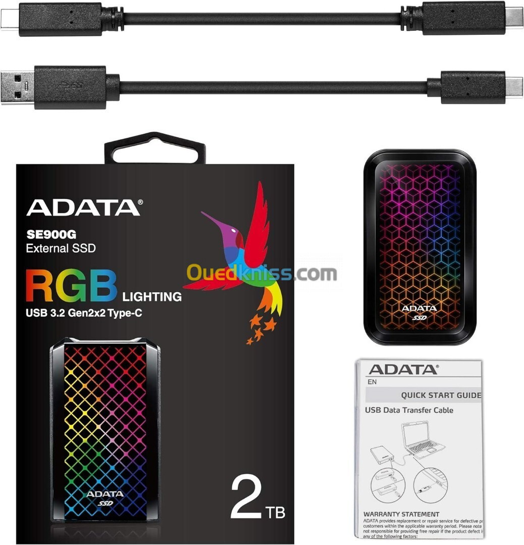 DISQUE DUR ADATA 02 TO TYPE-C/ USB3.2 RGB SE900G