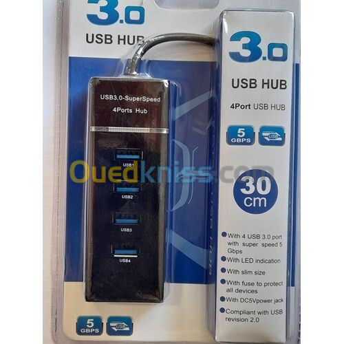 CABLE HUB USB 30 CM 3.0 4 PORTS   