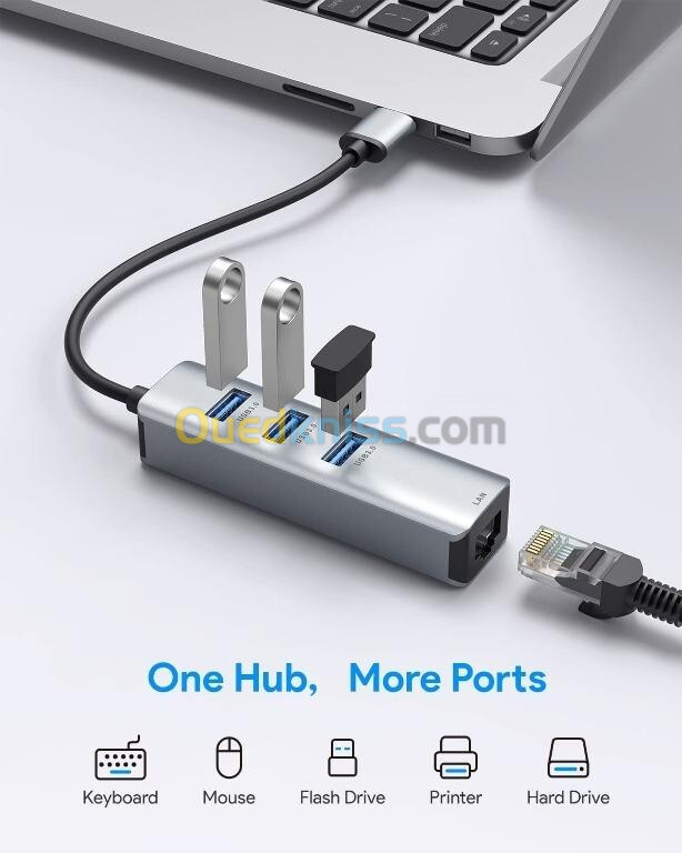 HUB TYPE-C  TO RG45 GIGABIT 10/100/1000 + 3 HUB USB 3.0 