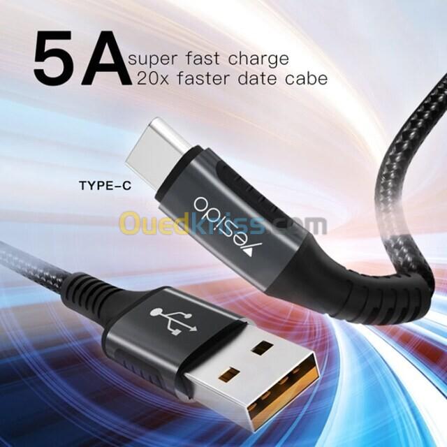 CABLE  TYPE-C  TO USB YESIDO 5A CA36 