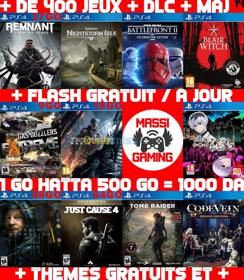 JEUX PS4 FLASHÉE 9.00 & 11.00 (+ FLASH GRATUIT + DLC + MISE A JOUR) --