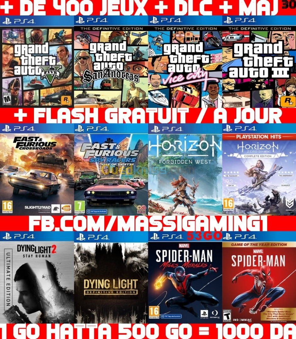 JEUX PS4 FLASHÉE 9.00 & 11.00 (+ FLASH GRATUIT + DLC + MISE A JOUR) --