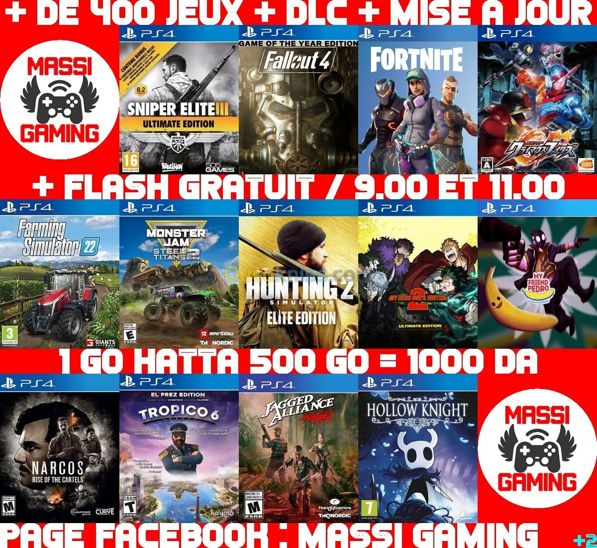 JEUX PS4 FLASHÉE 9.00 & 11.00 (+ FLASH GRATUIT + DLC + MISE A JOUR) --