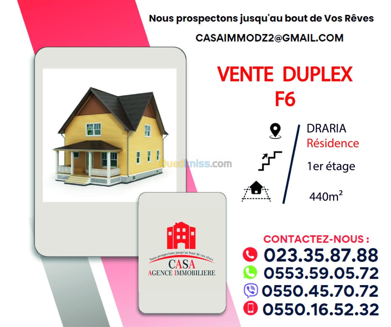 Vente Duplex F6 Alger Draria