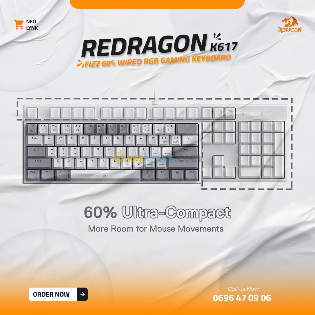 Redragon K617 Fizz 60% Wired RGB Gaming Keyboard