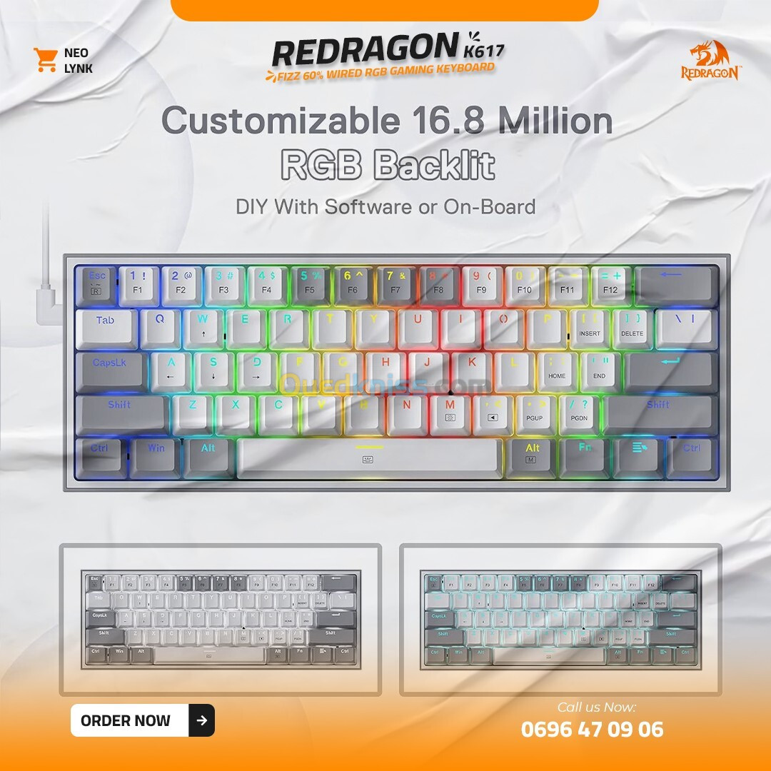 Redragon K617 Fizz 60% Wired RGB Gaming Keyboard