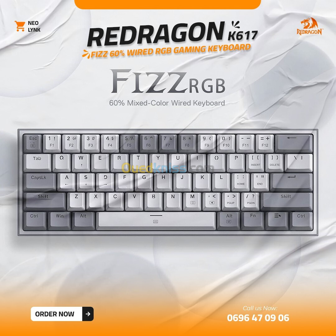 Redragon K617 Fizz 60% Wired RGB Gaming Keyboard