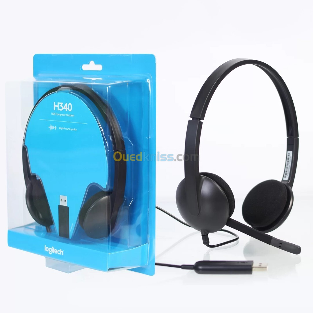 Casque Logitech H340 Filaire, Ecouteurs Stéréo avec Micro Rotatif Anti-Parasites, USB