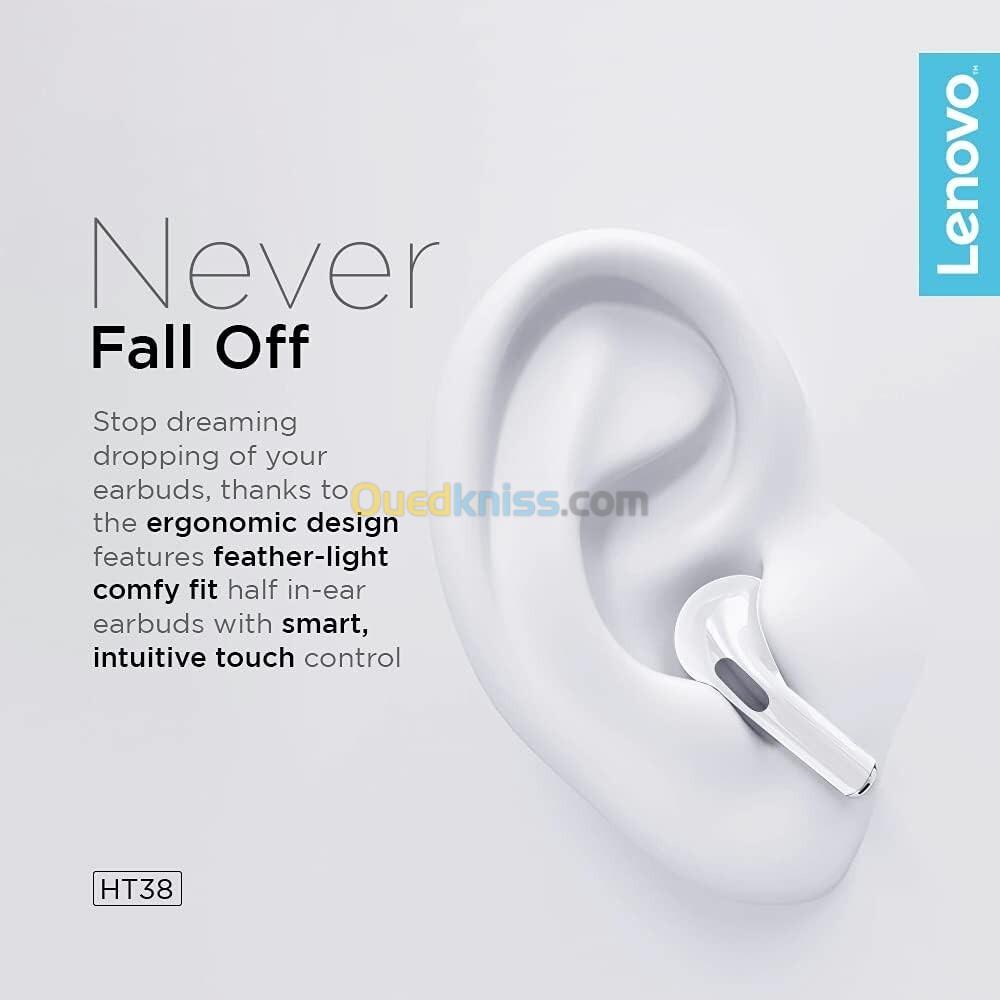 Airpods Lenovo HT38 TWS Commande Tactile 9D Stéréo,Bluetooth 5.0 ,5h