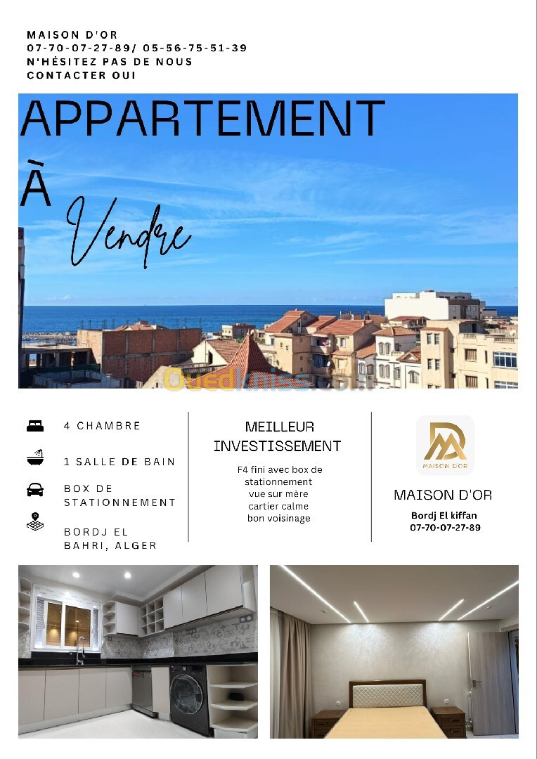 Vente Appartement F4 Alger Bordj el kiffan