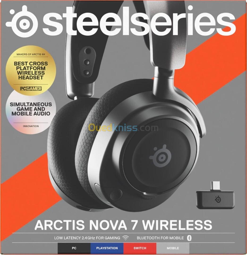 SteelSeries Arctis Nova 7 Casque gaming sans fil - Bluetooth/RF 2.4 GHz audio spatial  PC/PS ..